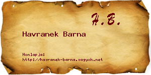 Havranek Barna névjegykártya
